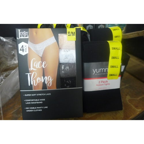 2156 - Twelve 2 packs Yummie tights - (S) and three packs of Jezebel thongs