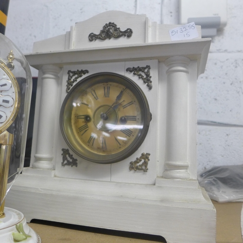 2221 - Mantel clock and carriage clock, Hac  (German, post WWII) 1 day strike with key