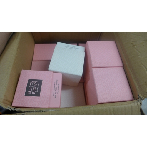 2236 - 14 Molton Brown single wick candles; 12 rhubarb and rose and 2 cocoa and sandalwood