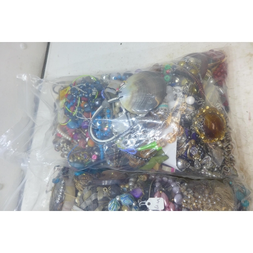 2245 - Two bags of approx 8kg mixed costume jewellery