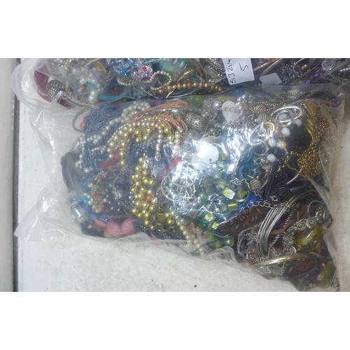 2247 - Two bags of approx 8kg mixed costume jewellery