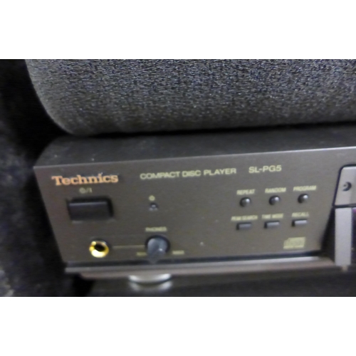 2313 - Technics separates, CD player SL-PQ5 with remote control, amplifier and a pair of Technics 40cm loud... 