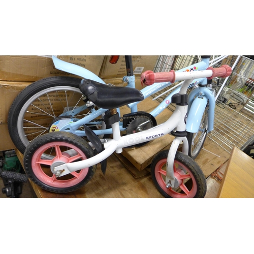 2357 - Kool infant balance bicycle and Apollo Cherry Lane girl's bike, light use