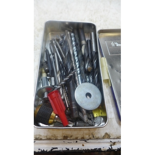 2035 - Carpenter's tool box with qty. of drill bits