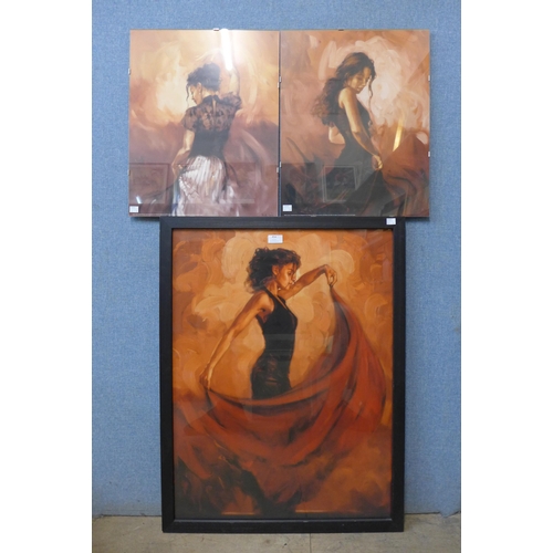 598 - Three prints of female flamenco dancers