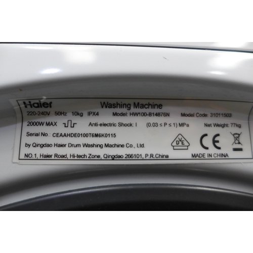 3202 - Haier 10kg White Washing Machine Model: HW100B14876N  Original RRP £391.66 + vat                    ... 