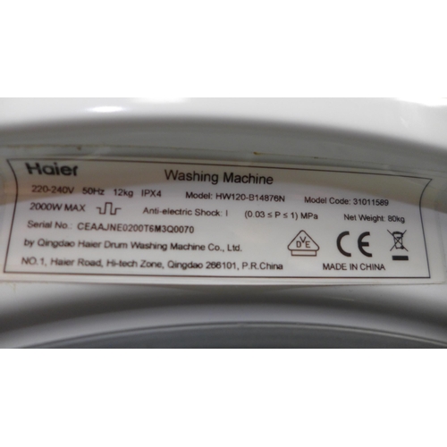 3203 - Haier 12kg White Washing Machine Model: HW120B14876N Original RRP £451.66 + vat                     ... 