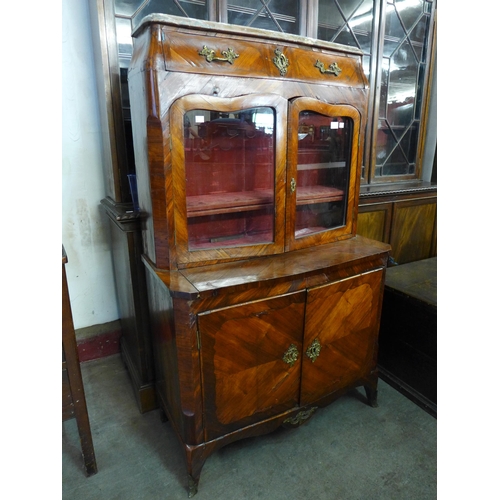 191 - A small 19th Century French rosewood and marble topped side cabinet