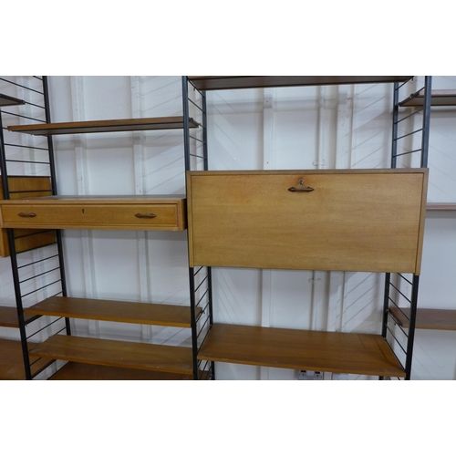 10 - A Staples teak modular five bay Ladderax room divider