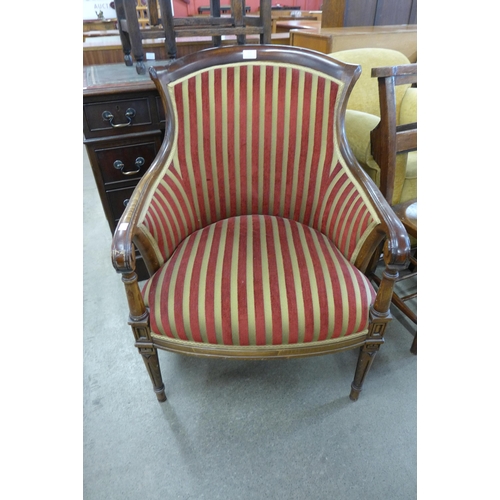 117 - A French style beech and upholstered fauteuil chair