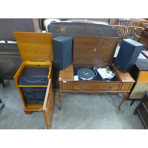 158 - A mahogany stereogram and a yew wood hi-fi unit