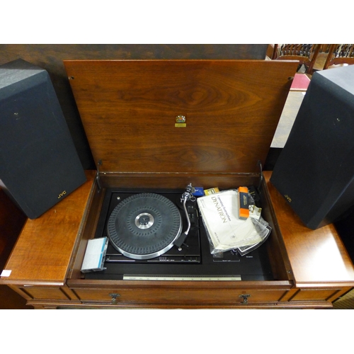 158 - A mahogany stereogram and a yew wood hi-fi unit