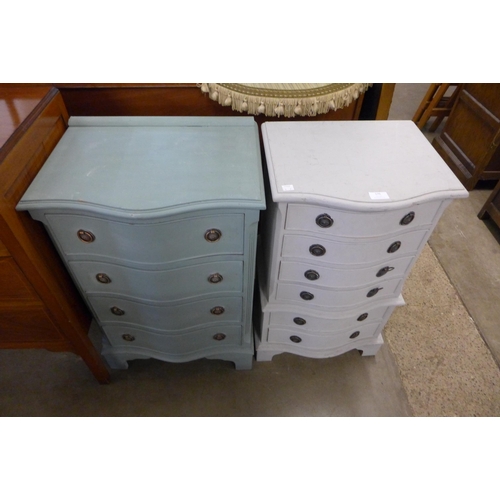 176 - Two small painted serpentine chests of drawers