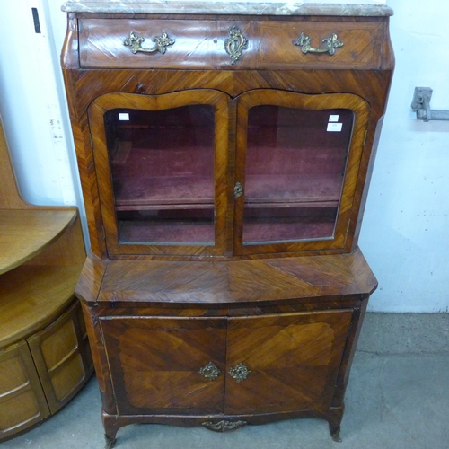 191 - A small 19th Century French rosewood and marble topped side cabinet