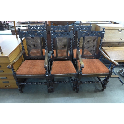 213 - A set of six oak bergere dining chairs