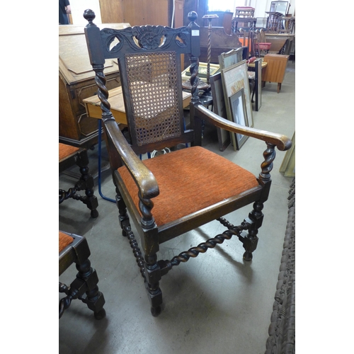 213 - A set of six oak bergere dining chairs