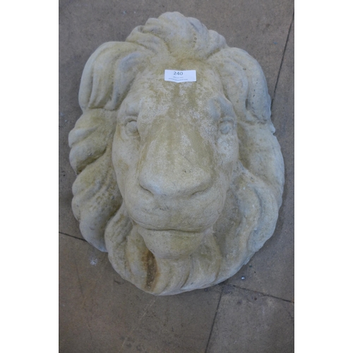 240 - A concrete lion mask wall plaque