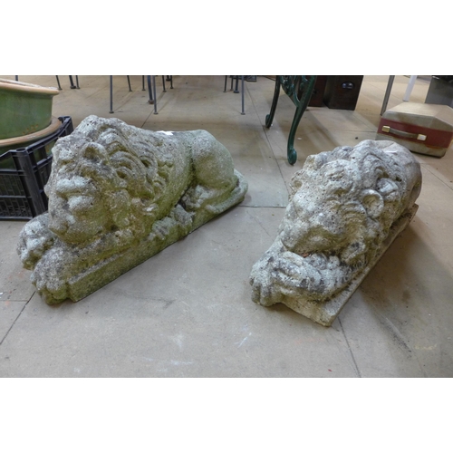 241 - A concrete garden figures of recumbent lions