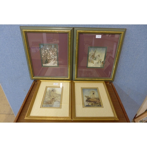 256 - Two pairs of Arthur Rackham prints (book plates)