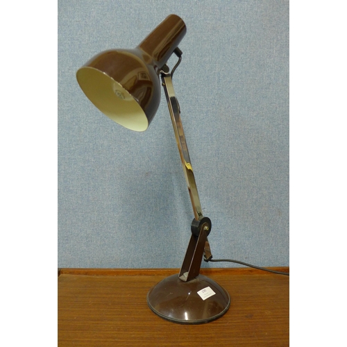 290 - A brown metal anglepoise desk lamp