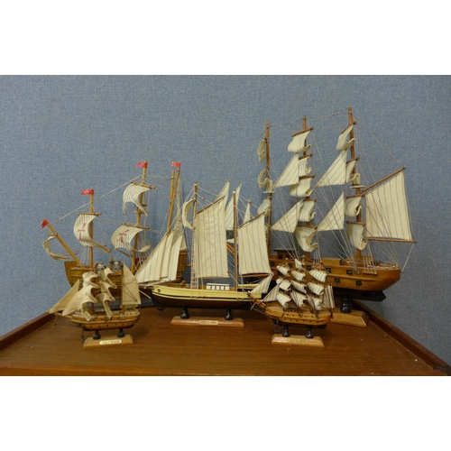 301 - Five small model ships