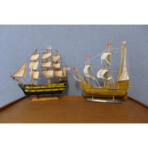 301 - Five small model ships