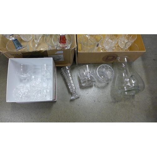 1157 - Two boxes of mixed glasses, wine glasses, tumblers, etc. **PLEASE NOTE THIS LOT IS NOT ELIGIBLE FOR ... 