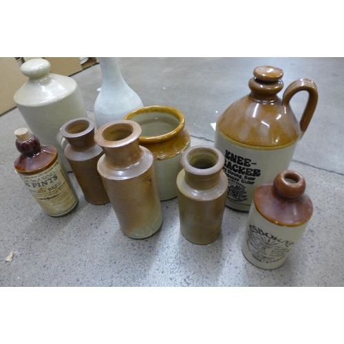 1176 - Stoneware bottles, bed warmer and jars **PLEASE NOTE THIS LOT IS NOT ELIGIBLE FOR POSTING AND PACKIN... 