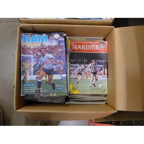 1182 - Three boxes of football programmes including Sheffield Wednesday, Sunderland, Derby, Manchester Unit... 