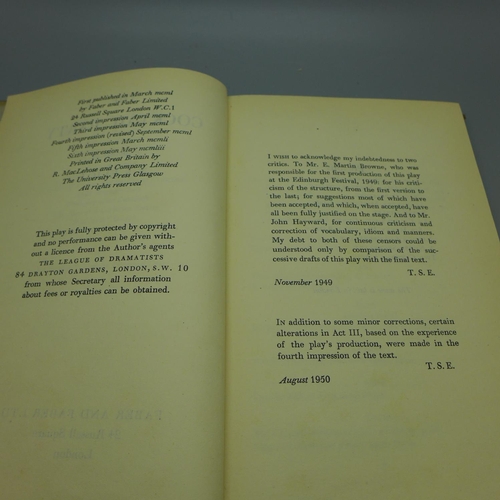 624 - One volume, The Cocktail Party by T.S. Eliot with dustcover (worn - unclipped), sixth impression 195... 