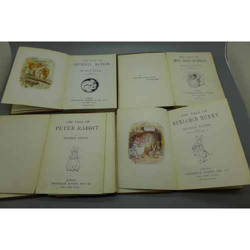 625 - Four Beatrix Potter books including 1905 first edition The Tale of Mrs Tiggy-Winkle