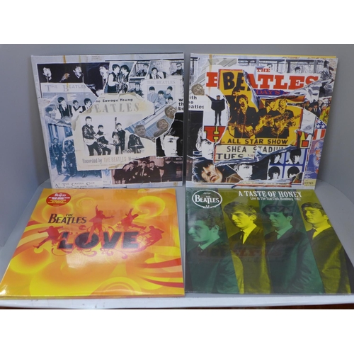 677 - Four The Beatles LP records, A Taste of Honey, Anthology, etc., two sealed