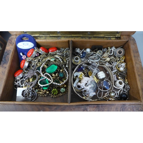 706 - Two wooden boxes of costume jewellery