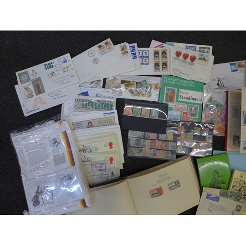 708 - Stamps; a box of stamps, covers, club books, etc.