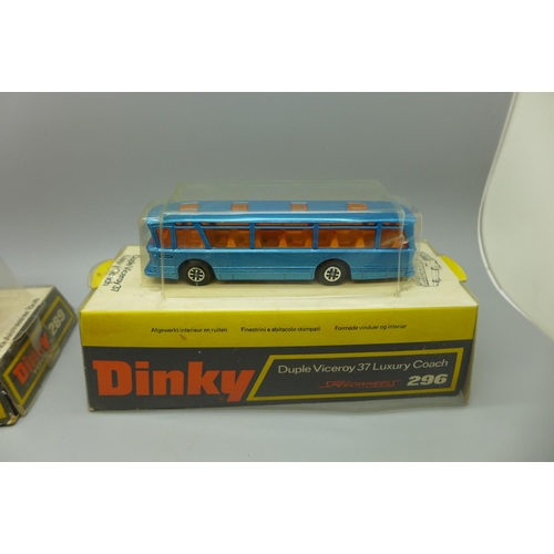 711 - A Dinky Toys 283 Single Decker Bus, boxed and two other Dinky Toys buses and coach in blister packs