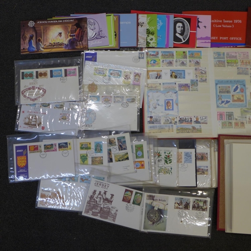 728 - Stamps; a box of Channel Islands and Isle of Man stamps, covers, presentation packs, etc. (face valu... 