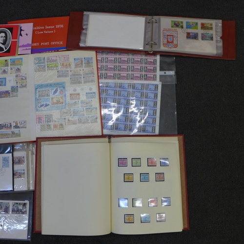 728 - Stamps; a box of Channel Islands and Isle of Man stamps, covers, presentation packs, etc. (face valu... 