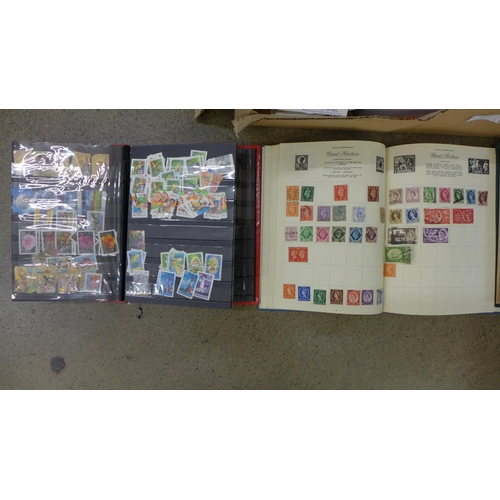 743 - Stamps; a box of stamps, covers, etc., loose and in albums