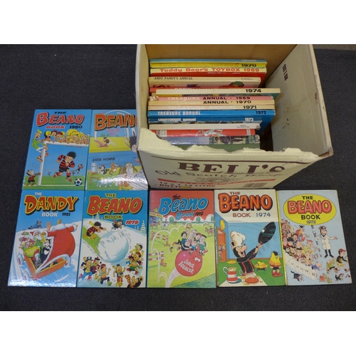 744 - Seven Beano annuals, 1970's and 1980's and a collection of various children's annuals from 1970's