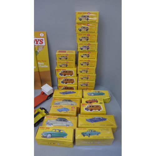 751 - Tweny five boxed Dinky Toys Norev die-cast model vehicles and four Matchbox and Corgi model trucks