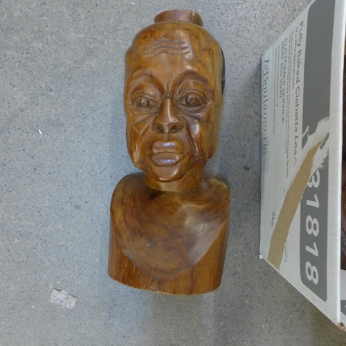 758 - A collection of African carvings including large carved bust (6)