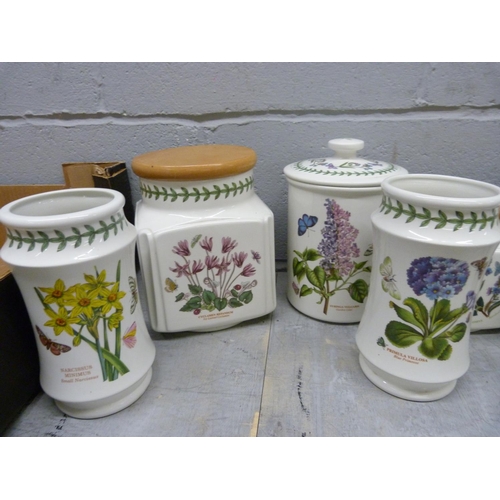 823 - Seven Portmeirion the Botanic Garden storage jars and containers, designed by Susan Williams-Ellis, ... 