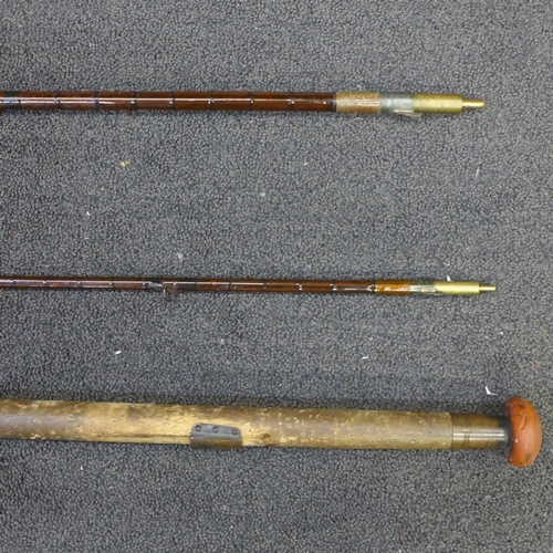 852 - Hardy salmon fishing rod, 15ft split cane, serial no. A32587, circa 1908