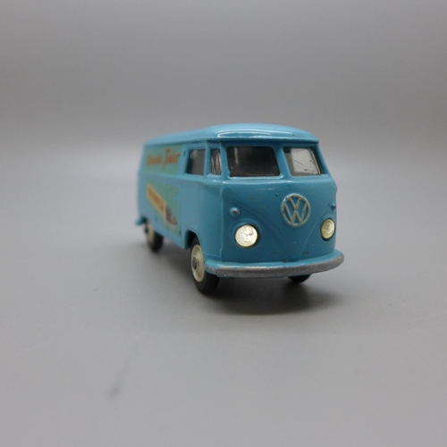 857 - A Dinky Toys 274 AA Mini Van, boxed, and a Corgi Toys VW Toblerone Van with Trans-O-Lite headlights ... 