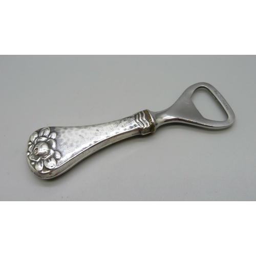 885 - An Arts and Crafts Danish silver bottle opener, Christian Fr. Heise