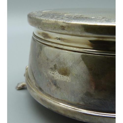 890 - A silver trinket box, diameter of top 8cm