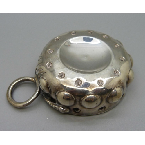 891 - A white metal taster with snake handle, continental control marks, diameter 6cm