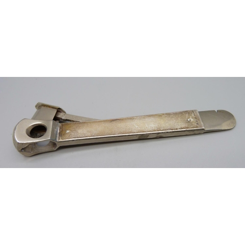 906 - A large hallmarked silver mounted cigar cutter, the blade marked Solingen