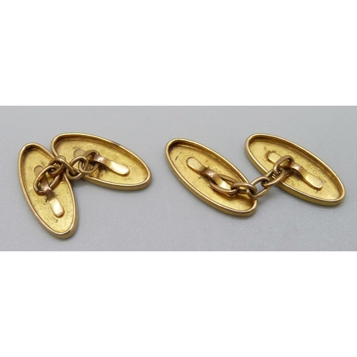 946 - A pair of vintage 9ct gold cufflinks, Chester 1927, 3.6g