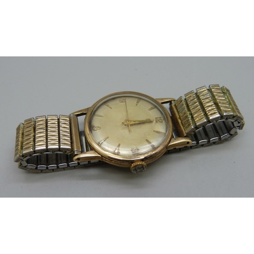 958 - A 9ct gold Omega cased wristwatch, the case back bears worn inscription dated 1960, a/f